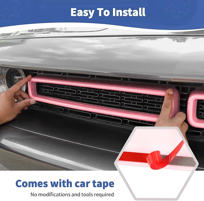 for Challenger Grille Insets Trim Cover Fit for Dodge Challenger 2015-2023 Pink Exterior Accessories 2pcs