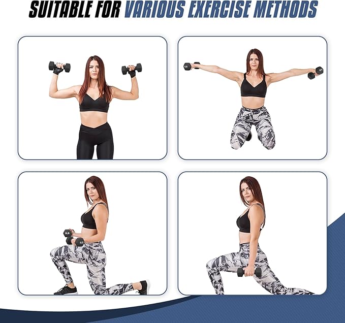 MADOG Dumbbell Set, Anti-Slip Neoprene Coated Hexagon Hand Weights for Home Gym Equipment Workouts Strength Training