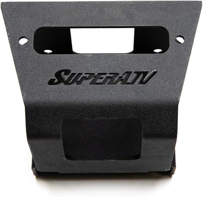 SuperATV 4500 LB. Black Ops Winch with Heavy Duty Winch Mounting Plate for Polaris Sportsman/Highlifter/Scrambler/Touring (See Fitment) | 3/16" Steel Plating | Complete kit ready for install