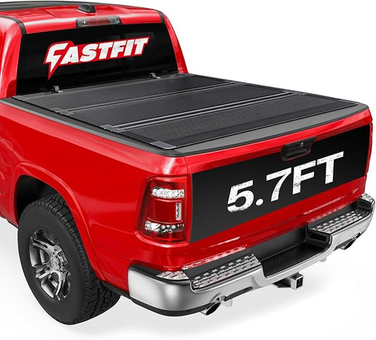 FASTFIT F3 Flip-Up Tonneau Cover for 2009-2025 Ram 1500 with 5.7FT Bed (67.4") w/o RamBox | FRP Hard Folding Truck Bed Cover | 100% Bed Access