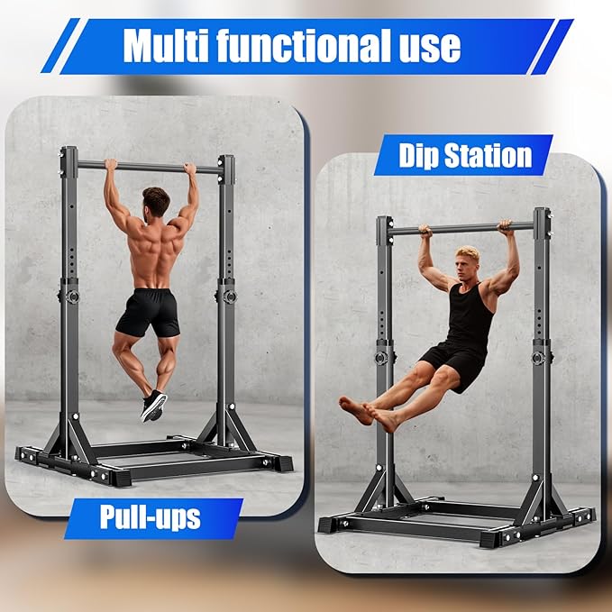 AFFLUENT Pull Up Bar Free Standing Power Tower Station - 330LBS Heavy Duty Adjustable Pullup Bar Stand for Home Gym, Multifunction Dip Station with 8-Level Height