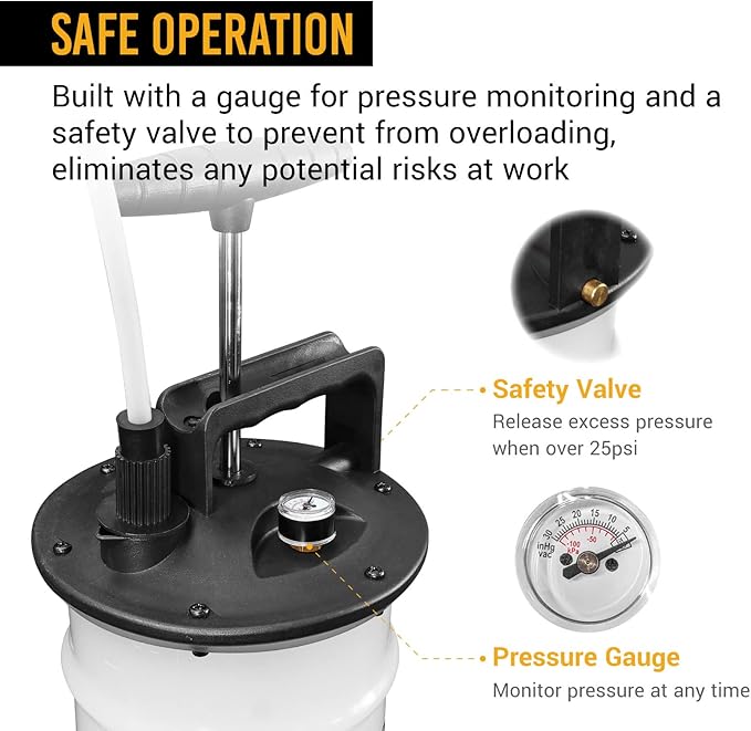 EWK 8L Heavy Duty Manual Oil Extractor Change Pump, Fluid Extractor with Reinforced Tank, Oil Change Pump for Auto Car, Boat, Motorcycle