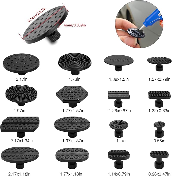 Dent Puller Kit - Paintless Dent Removal Kit with Slide Hammer T-Bar Dent Repair Kit Bridge Puller, Car Dent Puller Kit for Auto Hail Damage Door Ding 38 pcs (with Glue Set)