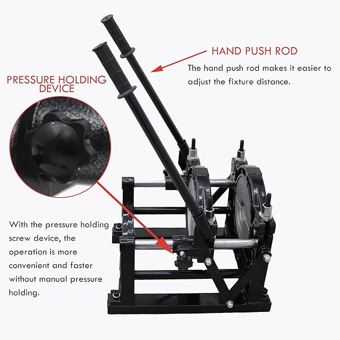 TECHTONGDA Pipe Welding Machine Electric Tube Butt Fusion Equipment for PE PP PB PVDF PPR 2.48-7.87inch Hand Push Two Clamps