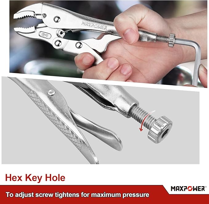 MAXPOWER 5-Piece Locking Pliers Set, Long Nose Pliers 9 Inch and 6 Inch, Curved Jaw Locking Plier 10 Inch 7 Inch and 5-Inch (Kitbag Included)