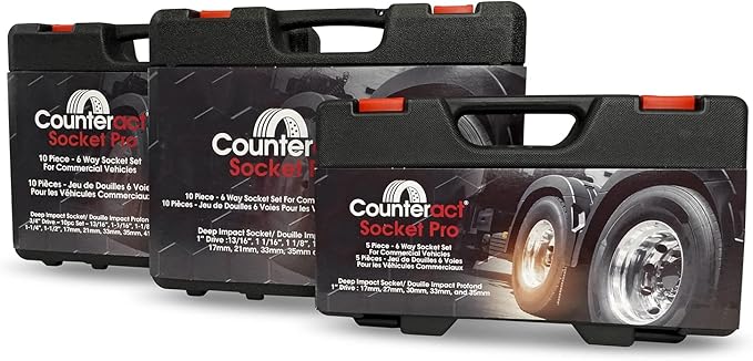 Counteract Socket Pro – 6 Way Socket 3pc Set - 22mm, 7/8", 15/16"mm - 1/2" Drive