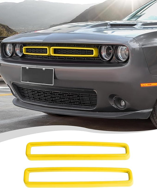 Hoolcar Front Grille Radiator Grille Insert Cover Grillwork Trim Compatible with Dodge Challenger 2015-2024, Exterior Accessories, Yellow, 2pcs