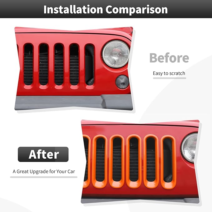 JK Grill Inserts Front Grille Mesh no Mesh Cover Guard for Jeep Wrangler JK 2007-2017 Clip-on Grille Accessories