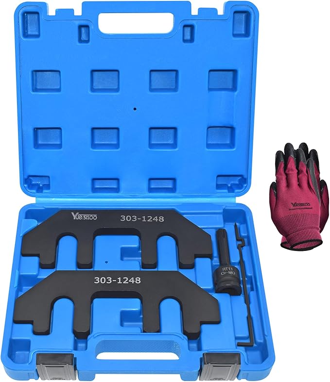 Camshaft Holding Tool Kit with Tension Tool, Timing Alignment Holder Tool Compatible with Ford 3.5L & 3.7L 4V Engines, 3.5 EcoBoost, Replace 303-1248 303-1530 RT11, with Case and Gloves