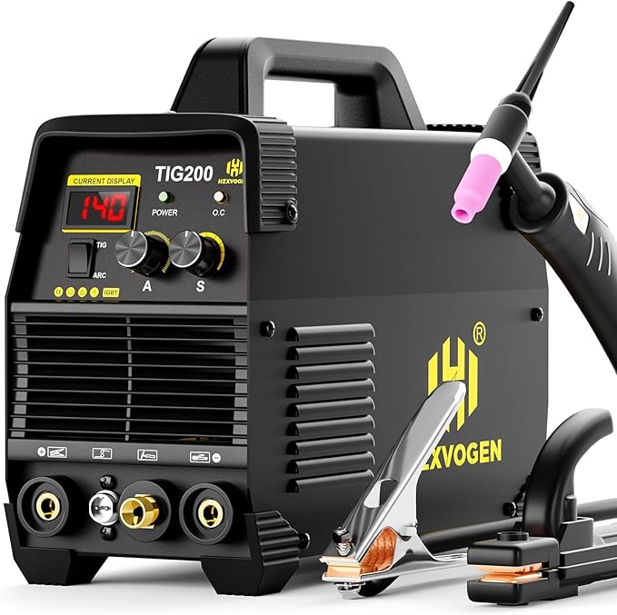 H HZXVOGEN 200A TIG Welder, High Frequency Welder 110/220V TIG/MMA 2 IN 1 Welder Machine with Post Gas TIG Welding Machine