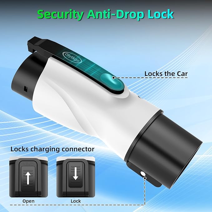 Tesla to J1772 Adapter with Fixed Lock Works, Max 80A 250V Converter Compatible with Nacs Wall Mobile Connector Target Chargers for All J1772 EVs (White)