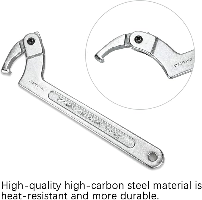 4 pcs Spanner Wrench Set, Adjustable C Pin Spanner Hook Wrench Tool for Machine Tools, Vehicles, Mechanical Equipments,Round Head3mm5mm6mm8mm (4pcs Square Head)