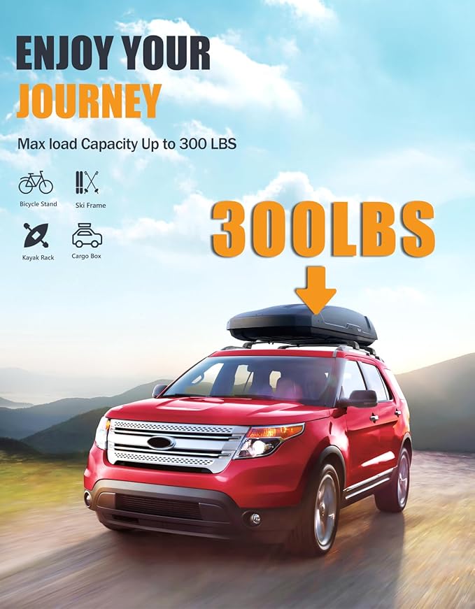 KINGGERI 300lbs Lockable Roof Rack Cross Bars Compatible with Ford Explorer 2011 2012 2013 2014 2015 with Raised Side Rails, Heavy Duty Aluminum Roof Rails Crossbars Luggage Accessories