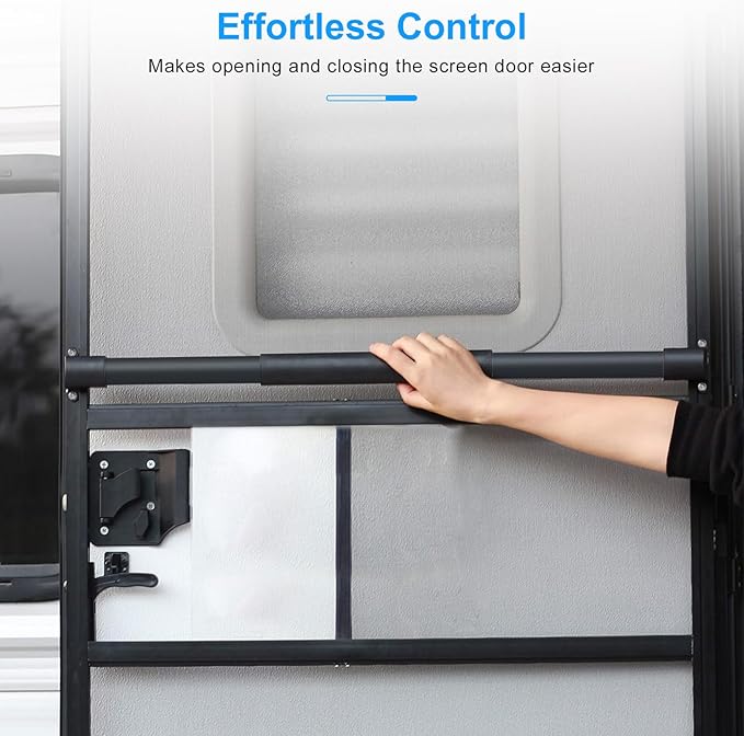 RV Screen Door Crossbar Handle Adjustable Anti-Slip Aluminum Grip Sturdy Safety Bar for Campers Travel Trailers Motorhomes