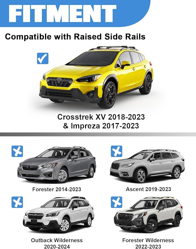 FengYu 300lb Roof Rack Cross Bars Compatible with Subaru Crosstrek 2018-2023 & Impreza 2017-2023, Heavy Duty Lockable Aluminum Roof Rails Crossbars Cargo Bars Canoe Rooftop Black Carrier Luggage