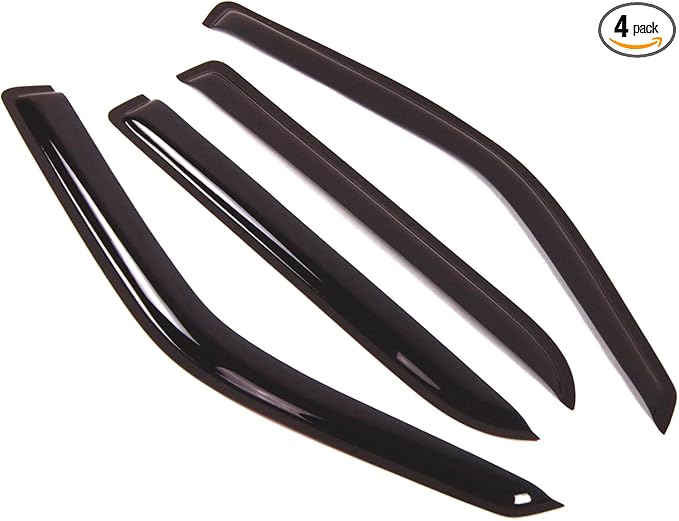 TuningPros Outside Mount Window Vent Visors Rain Guards Compatible with Lincoln Blackwood 2002- | Side Window Wind Deflectors Rain Shields | Smoke Tinted, 4 Pcs Set, DGWV-165-2