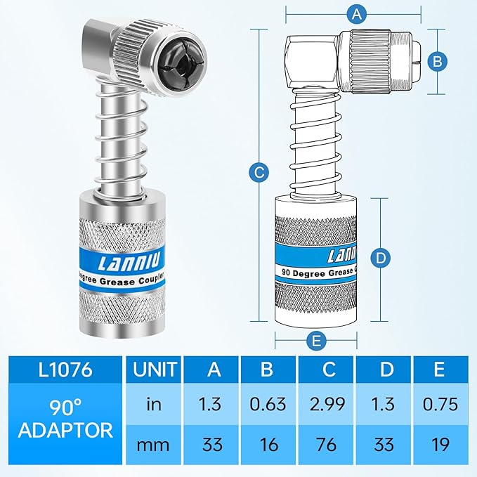 90 Degree Grease Gun Coupler - Upgraded 4-Jaw Quick Release Lock on Grease Coupler Adapter for Tight Spaces, 10,000 PSI High Pressure Heavy Duty Right Angel Grease Gun Tips