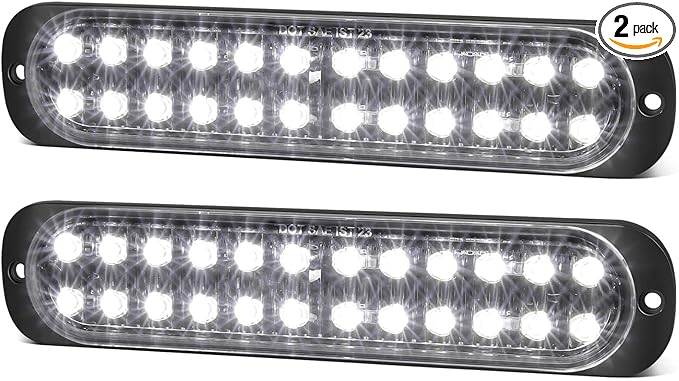 Aluminum Housing White 24LEDs Trailer Backup Reverse Light Surface Mount 7.5 inch Bar Strip Truck Bed Lights of Pickup Tractor Camper IP67 Waterproof 2Pcs