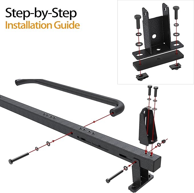 Universal 2 Bars Roof Ladder Rack 600 LBS Capacity Utility Adjustable Cross Bar with Stopper for Van Without Rain Gutter Fit for Kayak Canoe Ladder Lumber Pipes Cargo Carrier Accessories