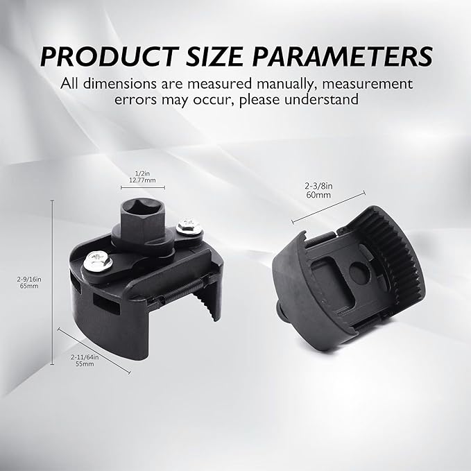 Universal Adjustable Oil Filter Wrench Removal Tool 2.36-3.15 inch (60mm-80mm) 1/2" Drive