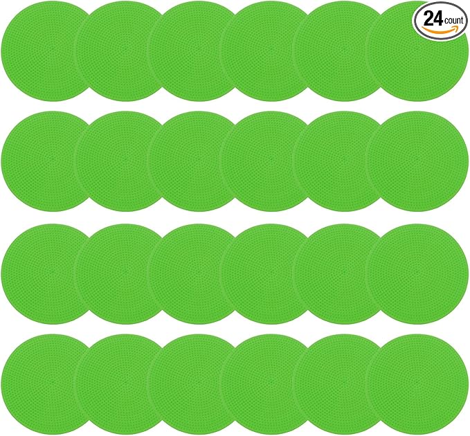 PATIKIL 4 Inch Poly Spot Markers, 24Pcs Non Slip Rubber Floor Dots with Storage Bag Flat Agility Cones for Sports Training Basketball Football