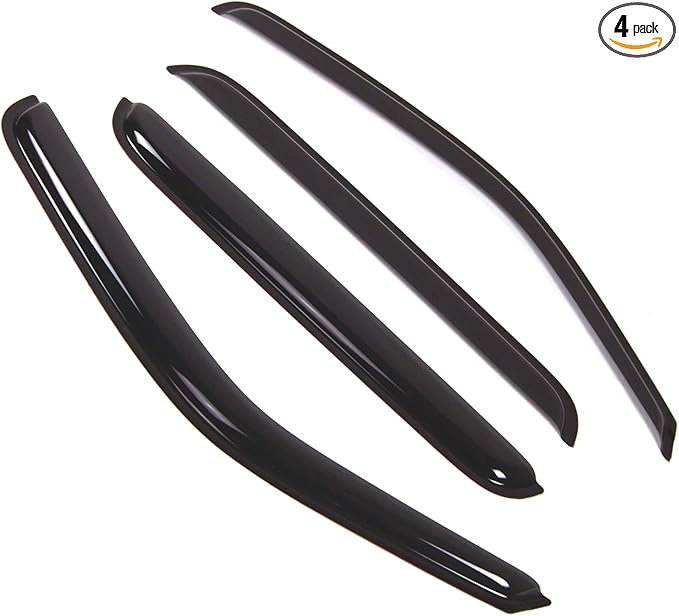 TuningPros Outside Mount Window Vent Visors Rain Guards Compatible with Honda Ridgeline 2006-2014 | Side Window Wind Deflectors Rain Shields | Smoke Tinted, 4 Pcs Set, DGWV-528