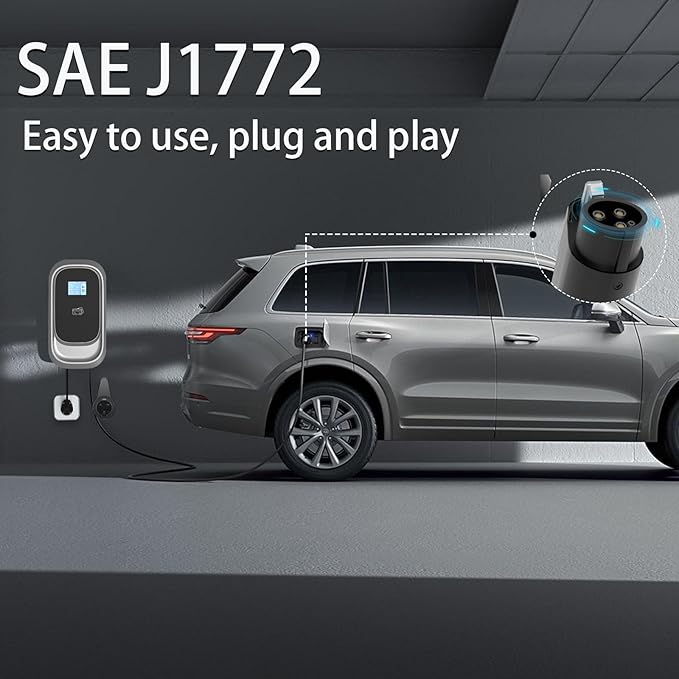 Level 2 EV Charger 48 Amp, 240V Wall-Mount Electric Vehicle Charging Stations, J1772 Compatible, NEMA 14-50 25FT Charging Cable IP65