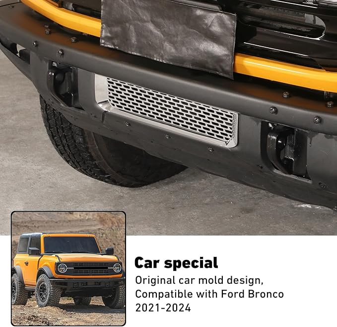 Linskip Modular Bumper Gap Insert Compatible with 2021-2025 Ford Bronco(Not for ACC/Sensors), Enhancing Vehicle Front Appearance, Modular Bumper Gap Cover for Bronco Accessories(Chrome)