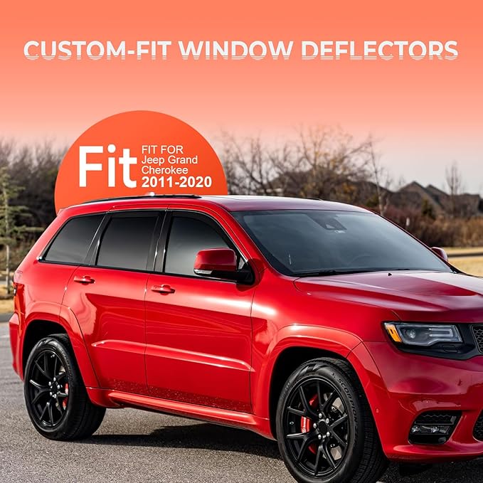 ACLONG in-Channel Rain Guards Black Window Visors Compatible with Jeep Grand Cherokee 2011 2012 2013 2014 2015 2016 2017 2018 2019 2020 Side Shatterproof Sun Visor Window Deflectors 4-Pieces