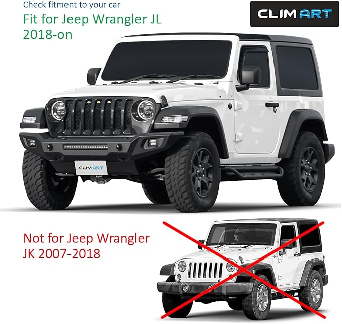 CLIM ART in-Channel Incredibly Durable Rain Guards for Jeep Wrangler JL 2018-2026/Jeep Gladiator 2020-2026, Original Window Deflectors, Vent Window Visors, Vent Deflector, 2 pcs. - 318169