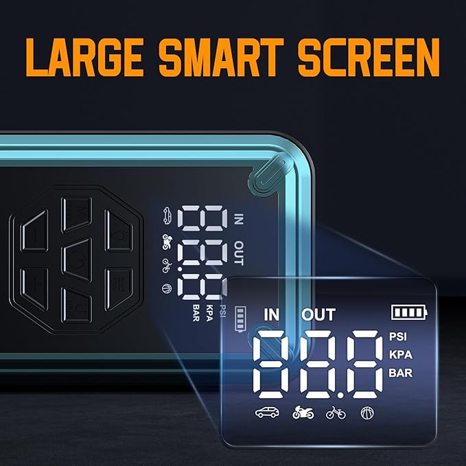 Jump Starter with Air Compressor, Acmount 5000A Car Battery Jump Starter with 150PSI Tire Inflator for Up to 9.0 Gas/8.0L Diesel, 12V Portable Jump Starter Box with LCD Display, Light (Blue)