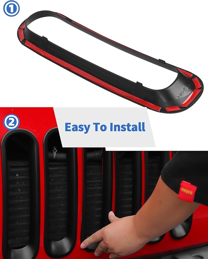 7Pcs Front Grille Inserts Guard for Jeep Wrangler JK 2007-2017 Matte Black Front Mesh Grille Cover Guard Clip-in Trim Cover, Matte Black