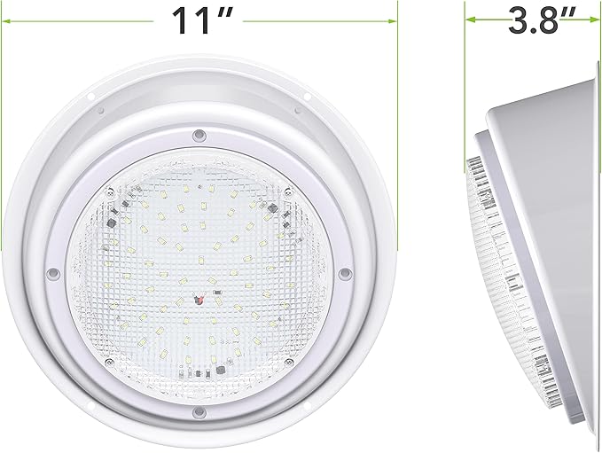 RV Trailer Camper 5th Wheel White 8.5" Round Scare Porch 12V LED Light 600 LM with Angled Bezel (LED Light with Angle Bezel)