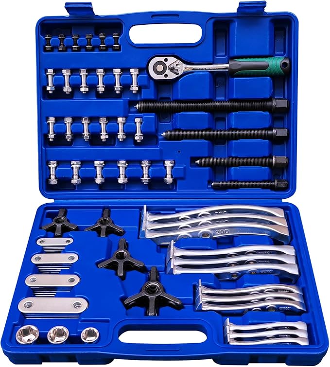 4 in 1 Gear Puller Set,2 Jaw & 3 Jaw Bearing Puller Kit,72pcs 3" 4" 6" 8" Gear Puller with Reversible Jaws,Cr-V Steel Heavy Duty Pulley Puller Tool for Bearing Gear Pulley Flywheel Removal.