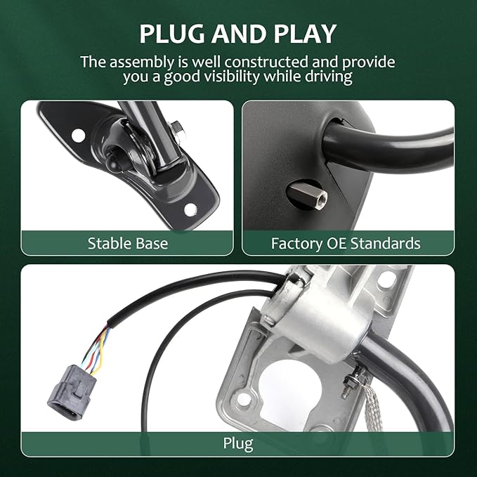 SCITOO Truck Hood Mirror Tow Mirror Grey Door Mounted Mirror fit for 2005-2017 For Freightliner Century Columbia with PC LH Tuck Car Mirror Power Heated