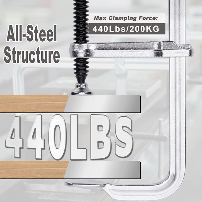 2 Pcs Welding Clamps Heavy Duty Jaw Openings up to 6" (160 mm) for Welding, Woodworking, Metalworking, Heavy Duty Steel F Clamp 3" (80 mm) Throat Depth, 440 Lbs Clamping Force