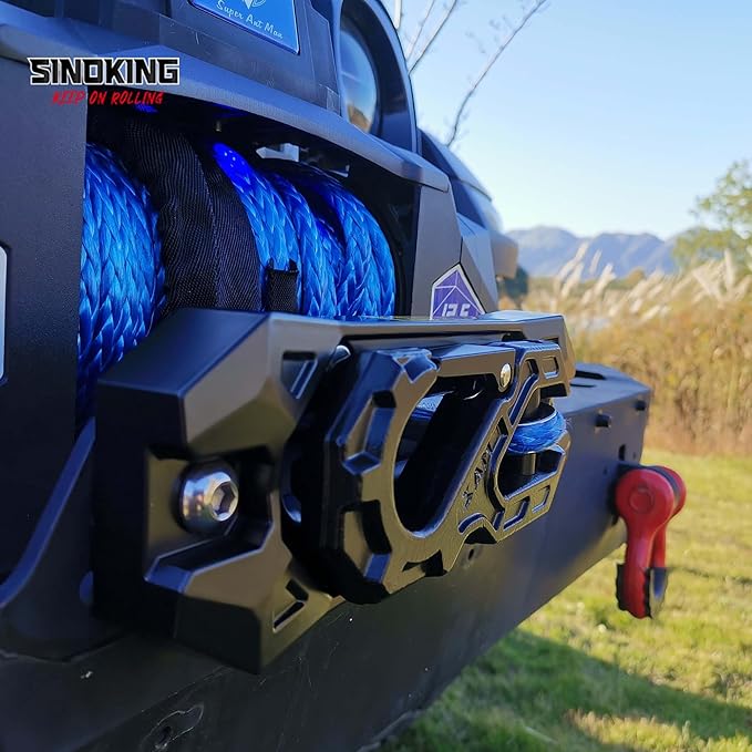 SINOKING Winch Fairlead with Tow Hook, Aluminum Hawse Fairlead with Grade 80 Forged Steel Winch Hook, 45000lb Break Strength Winch Fairlead Hook Set for Off-Road Vehicle Recovery, Black and Black