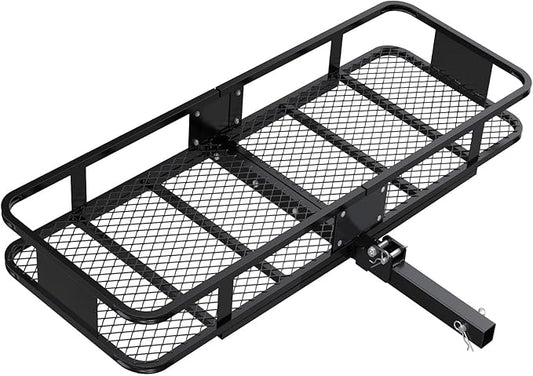 FORWODE 550 LBS Hitch Mount Cargo Carrier Basket, 60"x24"x6" Folding Hitch Cargo Carrier Rack for 2 Inch Receiver, Car Rack Rear Luggage Basket for Car SUV Traveling