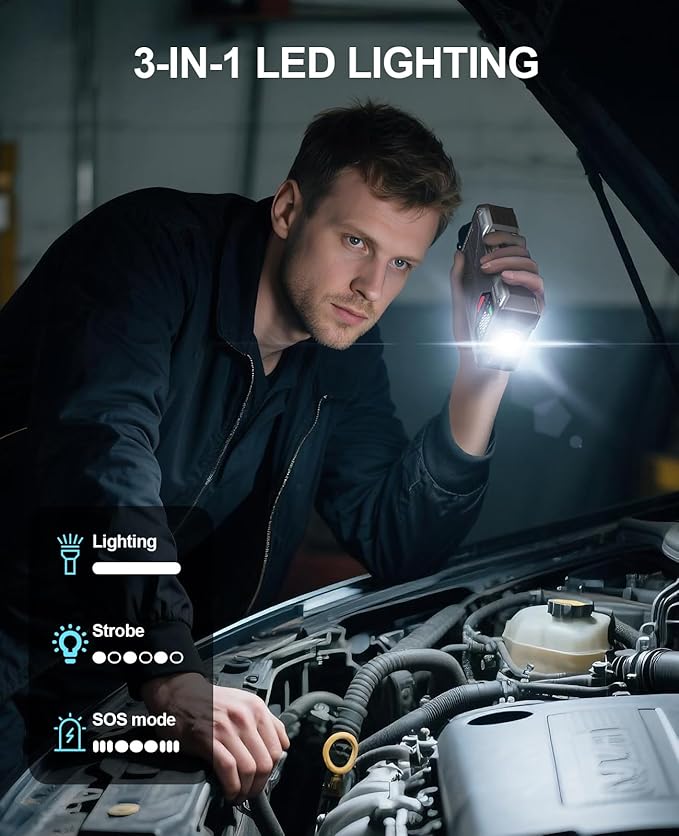 Jump Starter with Air Compressor, 4000A Car Jumper Starter Portable & 12V Car Battery Charger Jump Starter Power Pack with 150PSI Auto-Shutoff Tire Inflator, Jumper Box for 8.0L Gas/6.5L Diesel, QC3.0