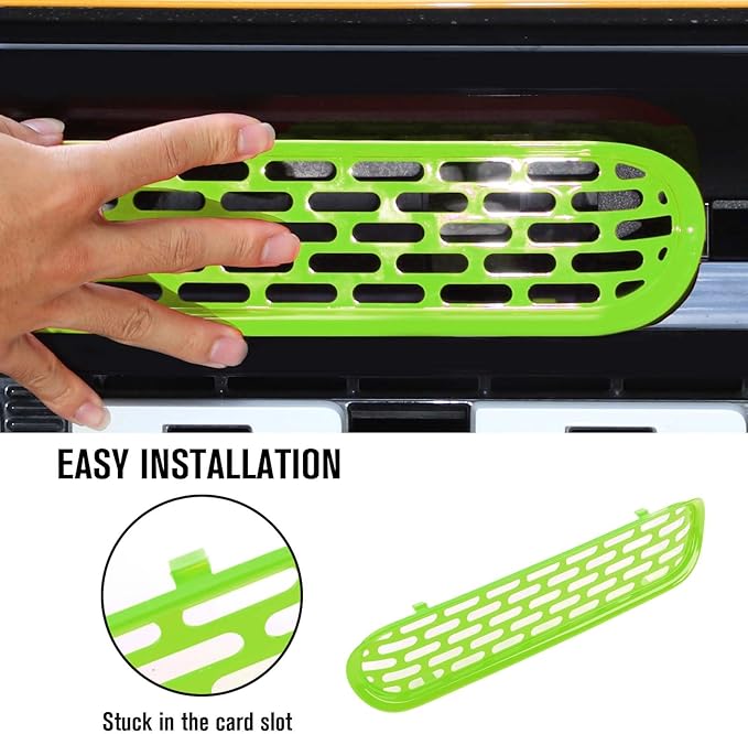 Jimen Compatible with Ford Bronco 2021-2023, 6PCS Front Grille Inserts Mesh Grill Cover Exterior Trim Accessories (Green)