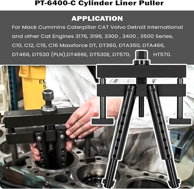 PT-6400-C Universal Cylinder Liner Puller Diesel Engine Cylinder Liner Removal Tool For Mack Cummins Cat On Wet Liner from 3-7/8” To 6-1/4” Bore Replace To pt-6400-c,M50010-B,3376015