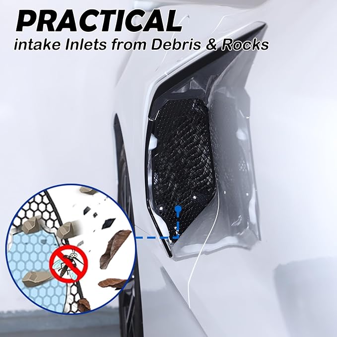 for Corvette C8 Side Intake Mesh Grilles Insert Set,Stainless Driver and Right Passenger Side Radiator Air Intake Vent Guards for Corvette C8 Stingray Z51 2020-2025 Accessories (Black)