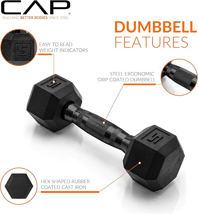 CAP Barbell Coated Dumbbell Weight | Multiple Options Pairs & Sets