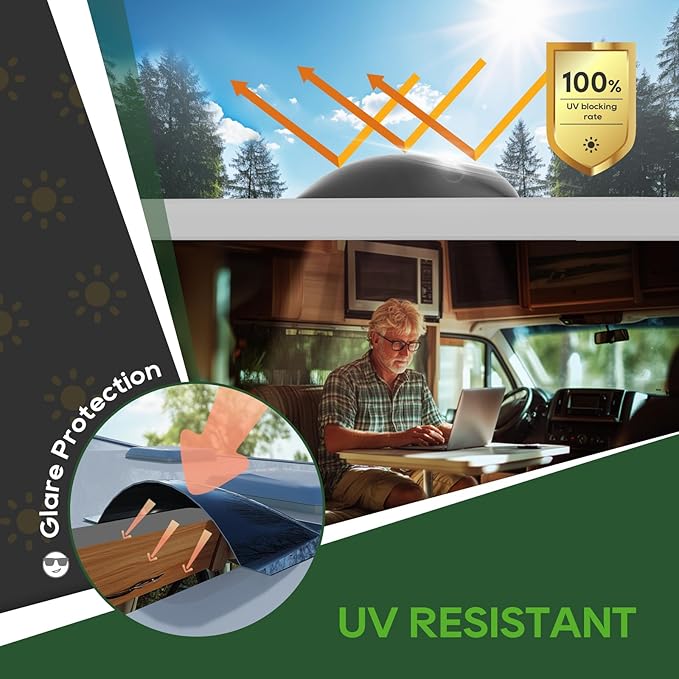 RVGUARD RV Skylight Replacement, 18" x 26" Outer Dimension Skylight Fits All Standard 14" x 22" Openings, RV Skylight for Camper Trailer Fifth Wheel Truck, UV Resistant, Impact Resistant, Black