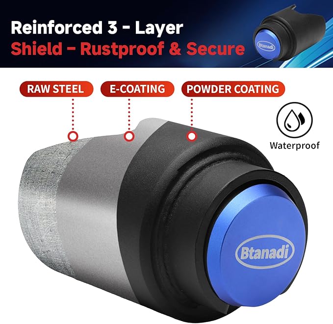 Trailer Lock Fits 2 Inch Coupler, Upgraded Heavy-Duty Steel Hitch Lock, Anti-Theft & Pry-Resistant for RV, Boat, Cargo Trailer (Blue)