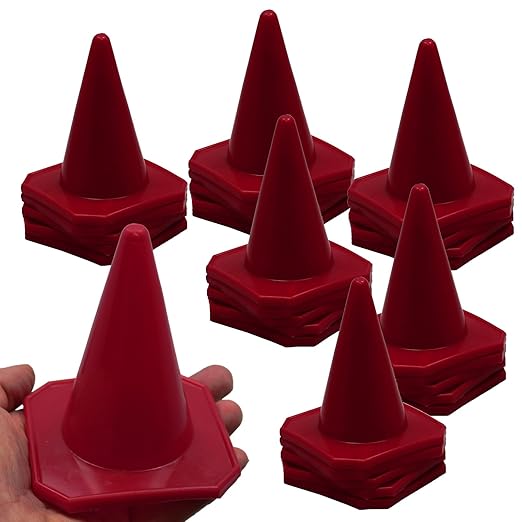 Bluedot Trading 4” Red Mini Plastic Traffic Cones | Set of 30 for Agility Training, RC Racing, Outdoor Activities, Sports Drills, Party Games