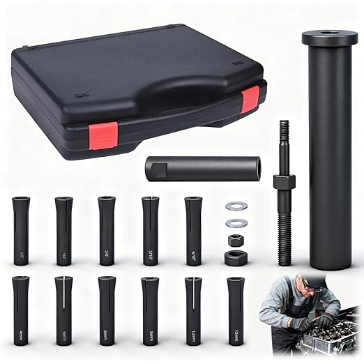 95400 in-Line Dowel Pin Puller Master Set , Includes Metric/Imperial Chucks, Efficient Dowel Pin Puller Tool,Alloy Steel Material rustproof, efficient, Labor-Saving, and Prevents Hand Injuries