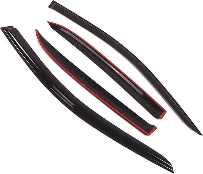 Tuningpros WD2-210 Dark Smoke 4 Pcs Set Window Visor (Outside Mount) Deflector Rain Guard Compatible with 2003-2007 Honda Accord Sedan