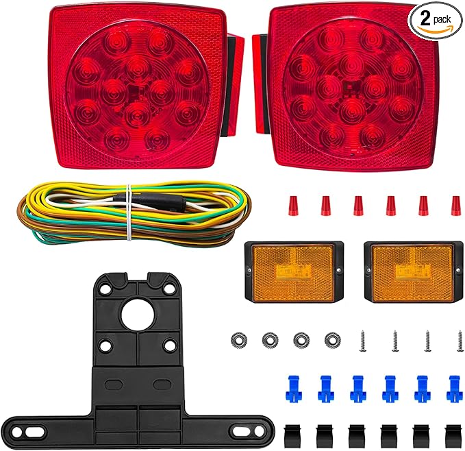 LED Trailer Light Kit,License plate light, 12V,IP67 Waterproof for Under 80 Inch Boat utility Trailer Trucks Campers RVs Snowmobiles DOT Compliant(Lights Kit)