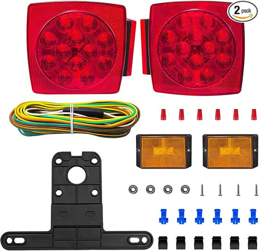 LED Trailer Light Kit,License plate light, 12V,IP67 Waterproof for Under 80 Inch Boat utility Trailer Trucks Campers RVs Snowmobiles DOT Compliant(Lights Kit)